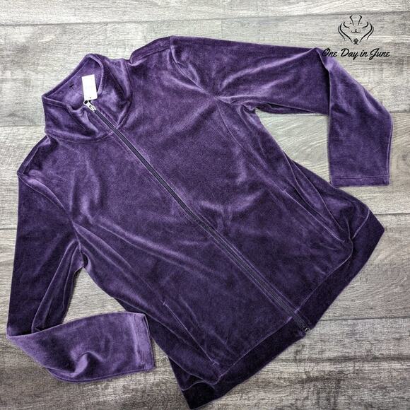 Talbots Velour Zip Front Sweatshirt Size M - Picture 1 of 5